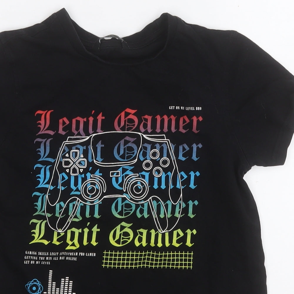 George Boys Black  Cotton Pullover T-Shirt Size 9-10 Years Round Neck  - Legit Gamer