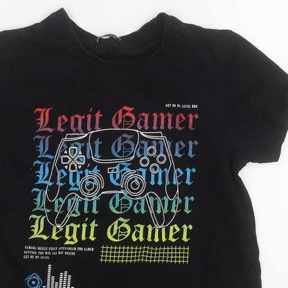 George Boys Black  Cotton Pullover T-Shirt Size 9-10 Years Round Neck  - Legit Gamer