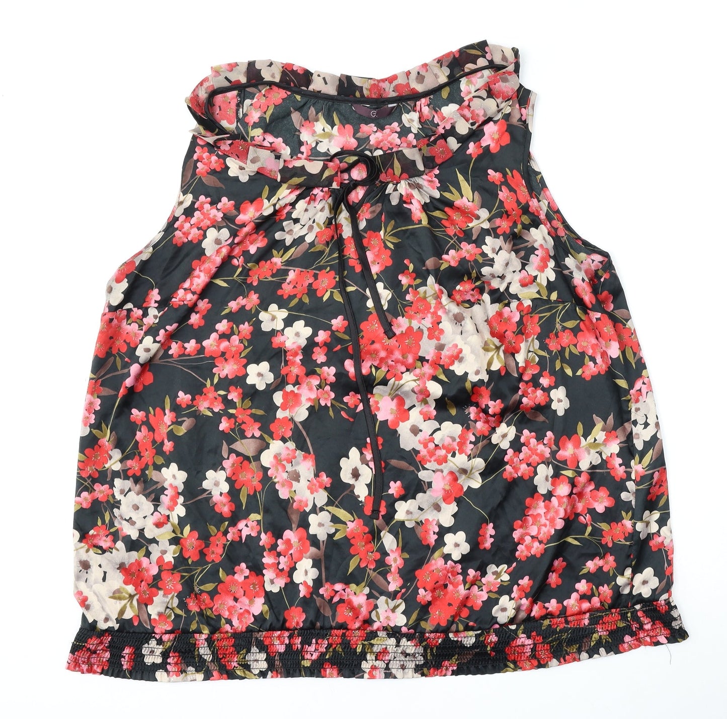 E Womens Multicoloured Floral Polyester Basic Blouse Size XL Round Neck