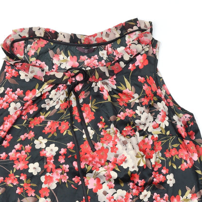 E Womens Multicoloured Floral Polyester Basic Blouse Size XL Round Neck