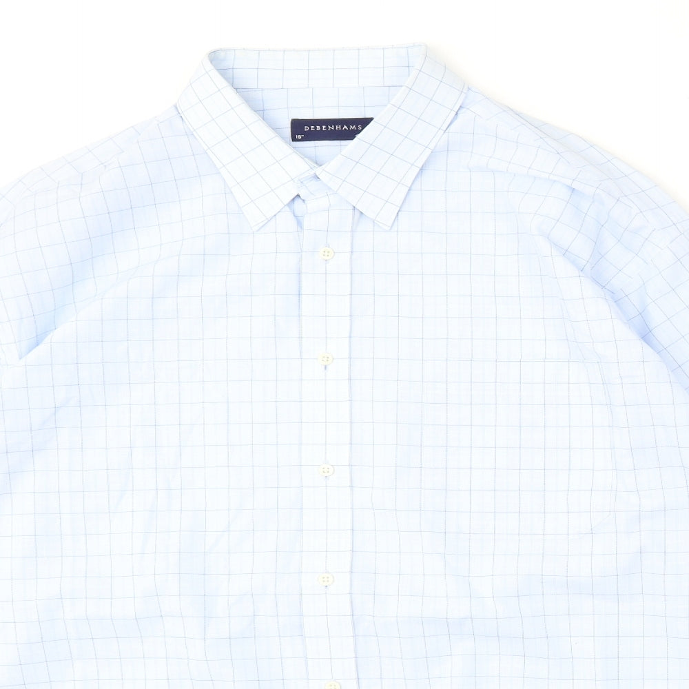 Mens UK Size 18 Debenhams Blue  Button-Up Long Sleeve Casual Shirt