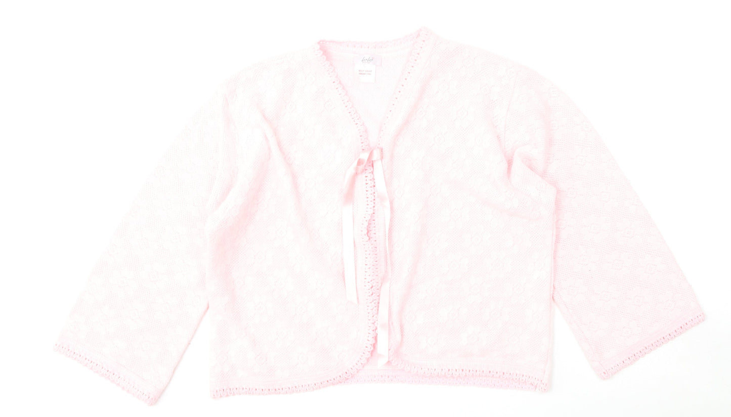 Lux Lux Womens Pink V-Neck  Acrylic Cardigan Jumper Size L