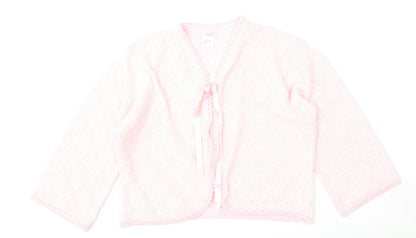Lux Lux Womens Pink V-Neck  Acrylic Cardigan Jumper Size L