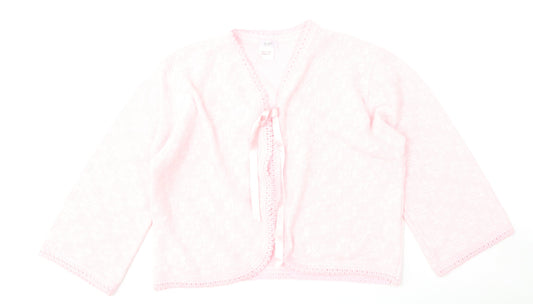 Lux Lux Womens Pink V-Neck  Acrylic Cardigan Jumper Size L