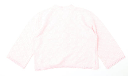 Lux Lux Womens Pink V-Neck  Acrylic Cardigan Jumper Size L
