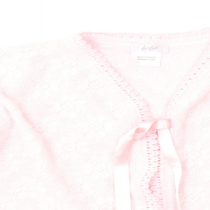 Lux Lux Womens Pink V-Neck  Acrylic Cardigan Jumper Size L