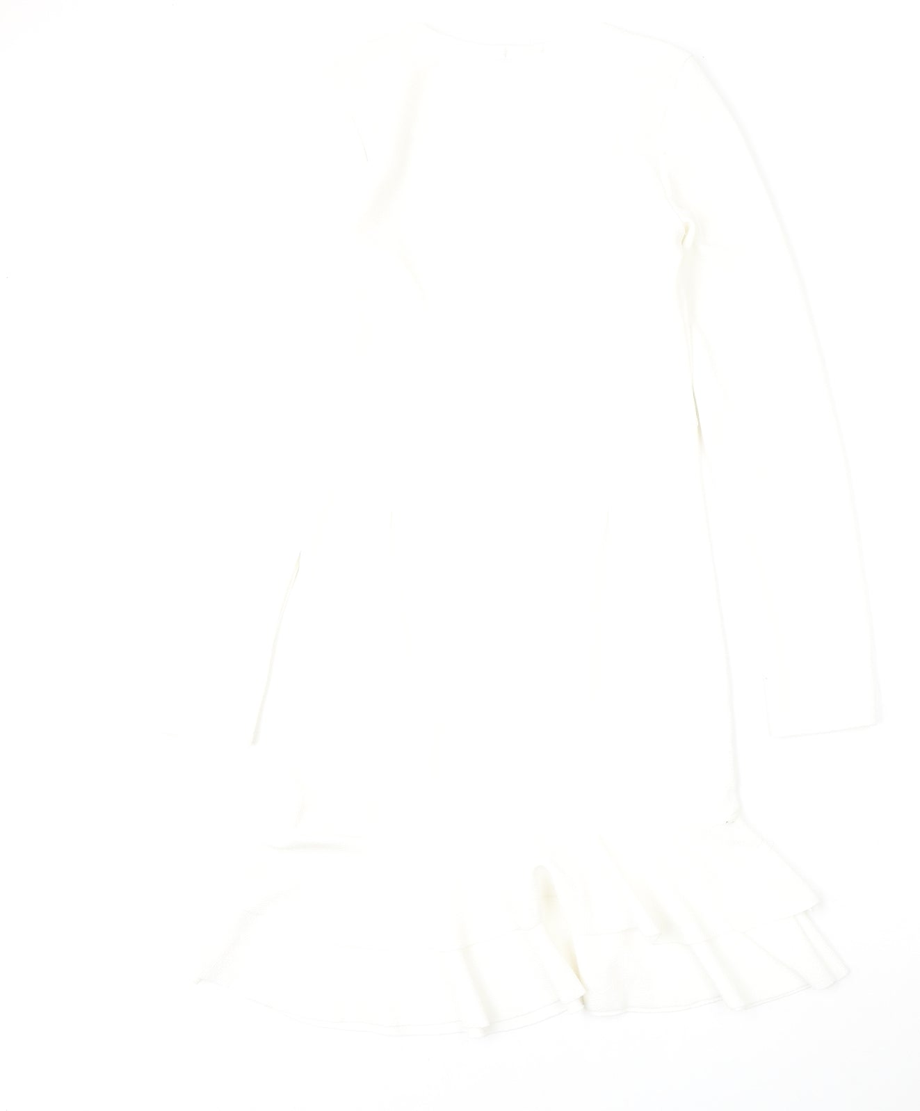 Boohoo Womens White  Polyester Fit & Flare  Size 8  Round Neck