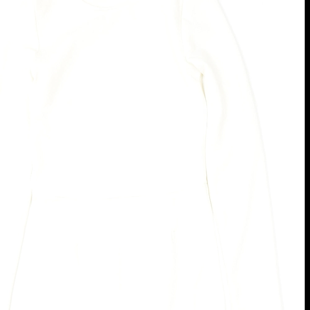 Boohoo Womens White  Polyester Fit & Flare  Size 8  Round Neck