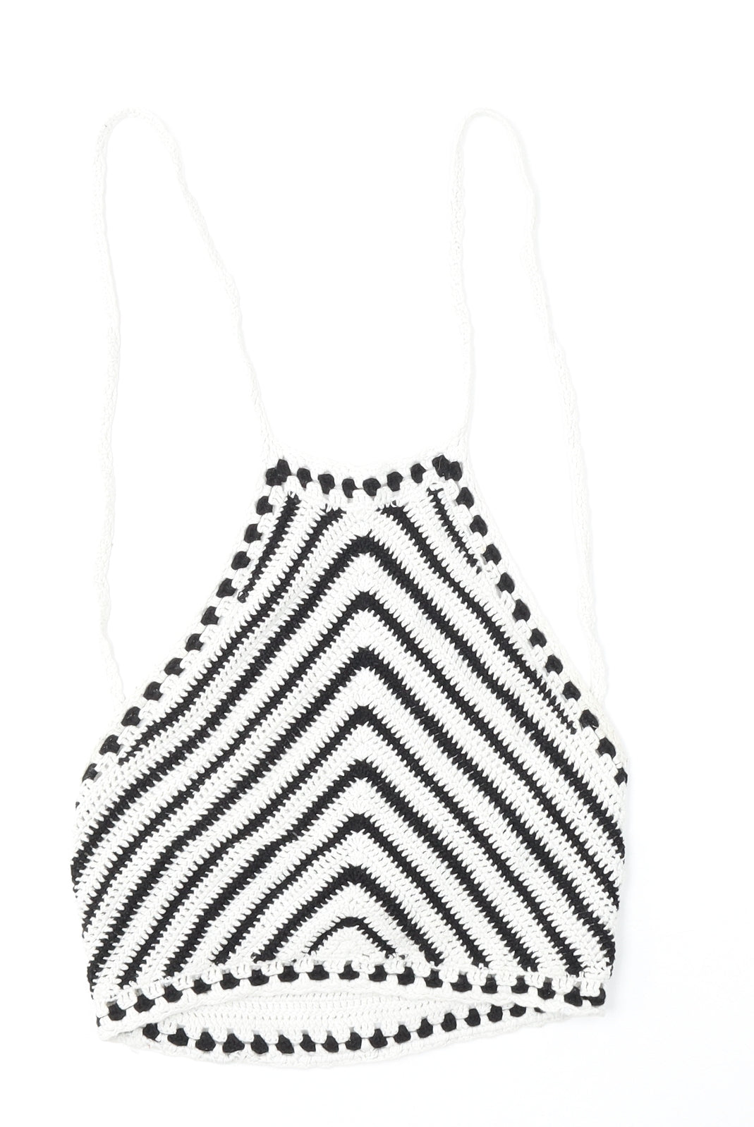 FOREVER 21 Womens Multicoloured Square Neck Striped Cotton Pullover Jumper Size S