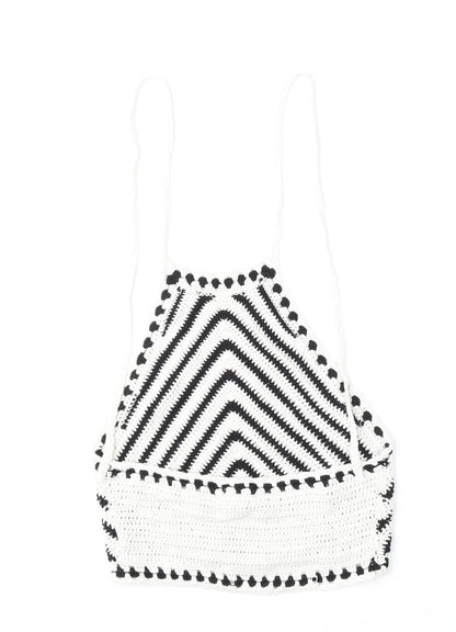 FOREVER 21 Womens Multicoloured Square Neck Striped Cotton Pullover Jumper Size S