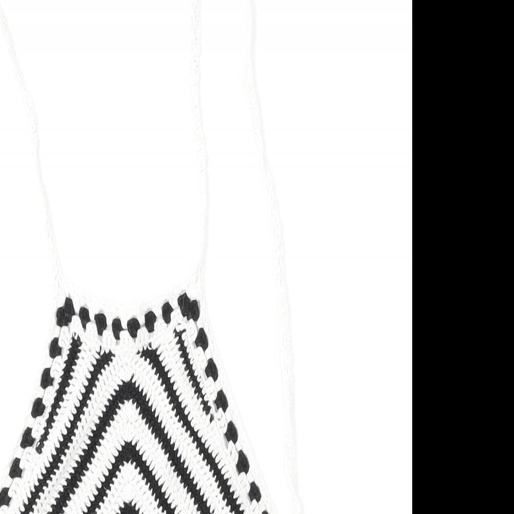 FOREVER 21 Womens Multicoloured Square Neck Striped Cotton Pullover Jumper Size S