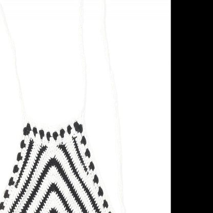 FOREVER 21 Womens Multicoloured Square Neck Striped Cotton Pullover Jumper Size S