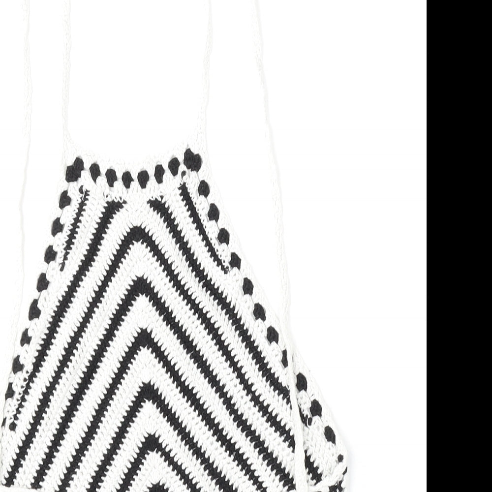 FOREVER 21 Womens Multicoloured Square Neck Striped Cotton Pullover Jumper Size S