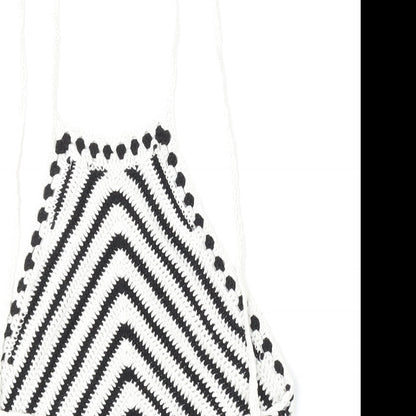 FOREVER 21 Womens Multicoloured Square Neck Striped Cotton Pullover Jumper Size S