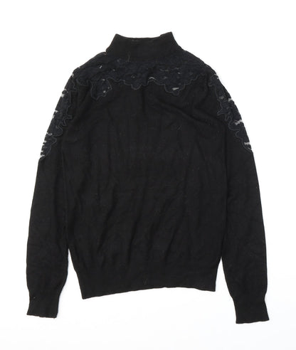 Primark Womens Black Mock Neck  Viscose Pullover Jumper Size 8