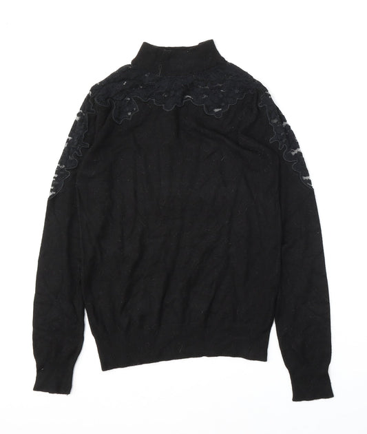 Primark Womens Black Mock Neck  Viscose Pullover Jumper Size 8