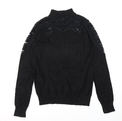 Primark Womens Black Mock Neck  Viscose Pullover Jumper Size 8