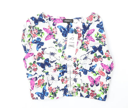 Chemisty Womens Multicoloured Floral Polyester Basic Blouse Size 10 V-Neck