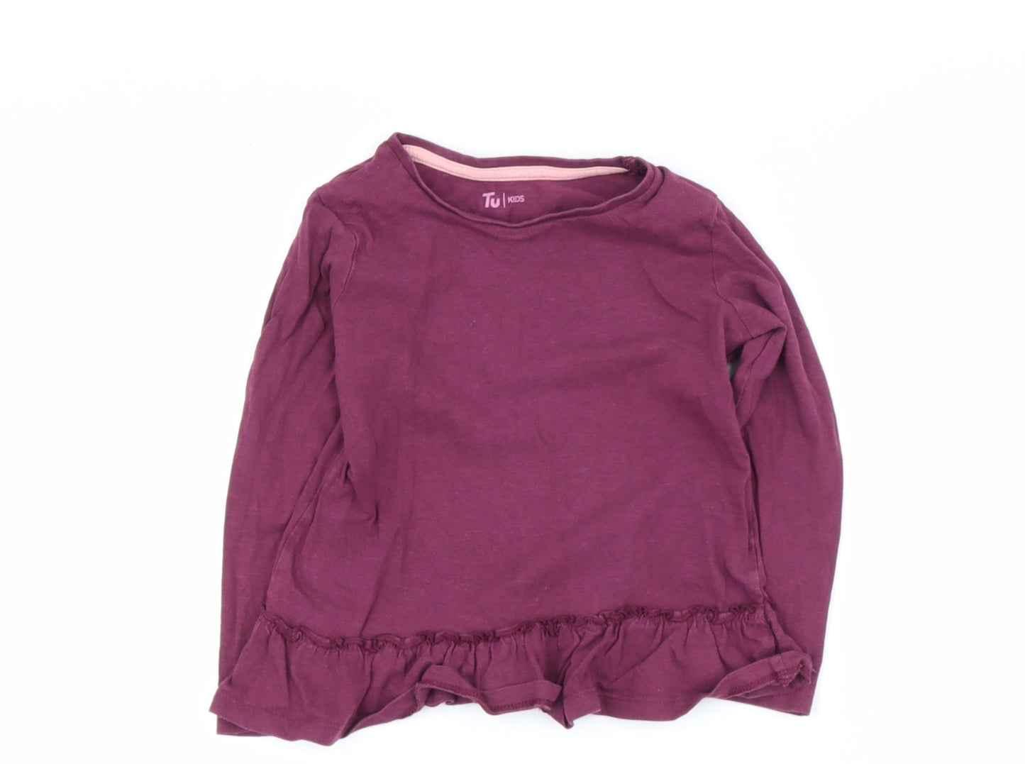 TU Girls Purple  Cotton Basic Casual Size 3-4 Years Round Neck