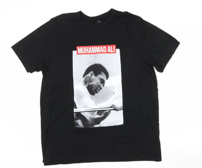 Preworn Mens Black  Cotton  T-Shirt Size XLT Round Neck  - ali