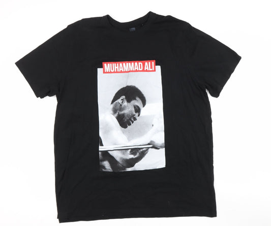 Preworn Mens Black  Cotton  T-Shirt Size XLT Round Neck  - ali