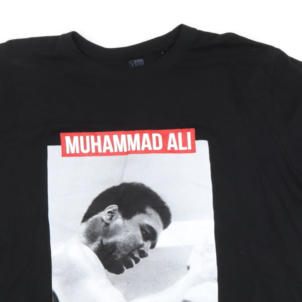 Preworn Mens Black  Cotton  T-Shirt Size XLT Round Neck  - ali