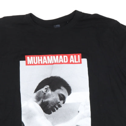 Preworn Mens Black  Cotton  T-Shirt Size XLT Round Neck  - ali