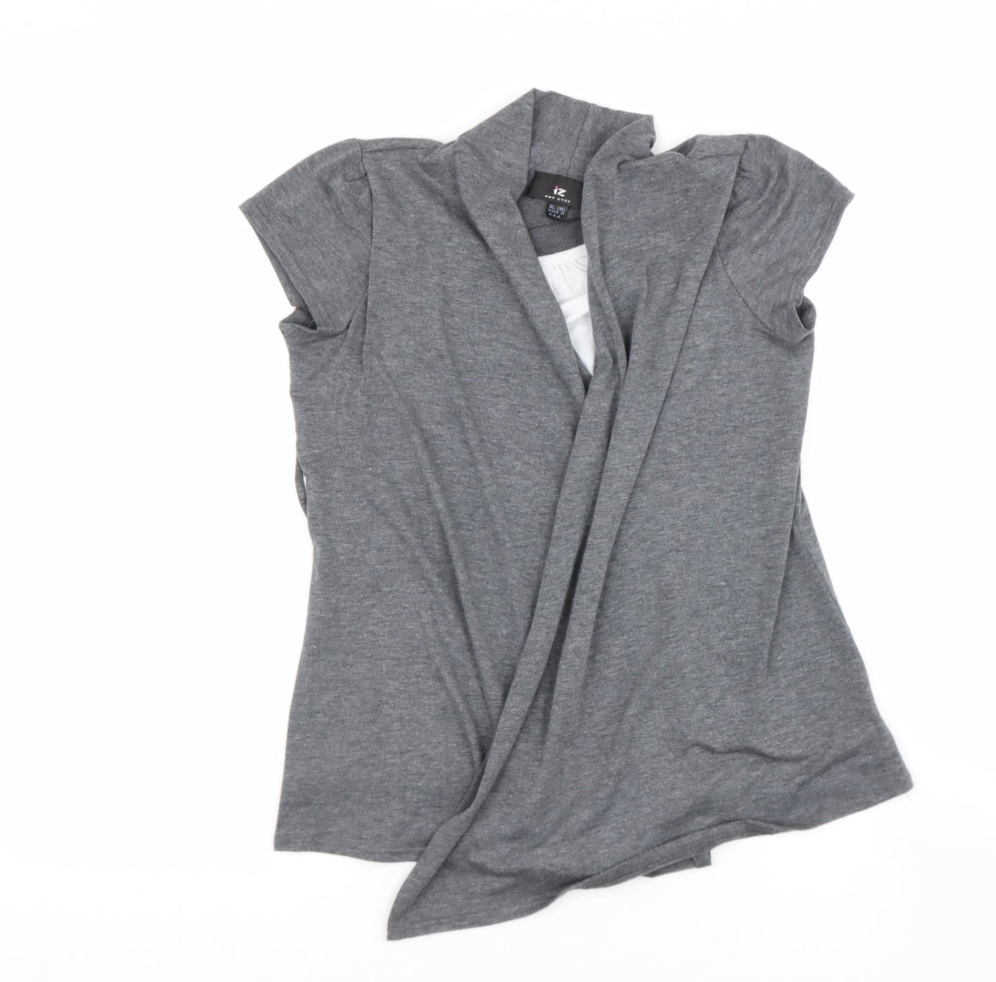 amy dyer Womens Grey V-Neck  Polyethylene Henley Jumper Size XL