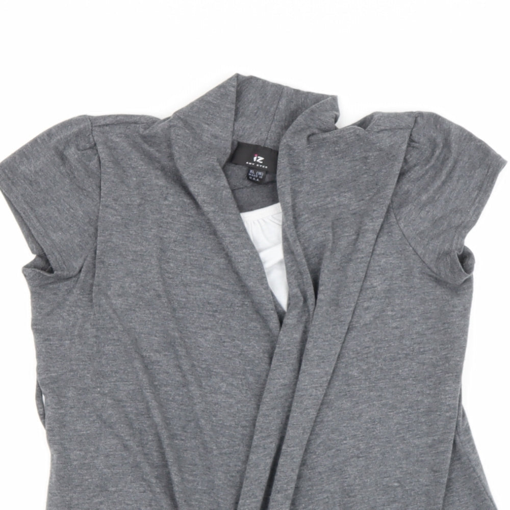 amy dyer Womens Grey V-Neck  Polyethylene Henley Jumper Size XL