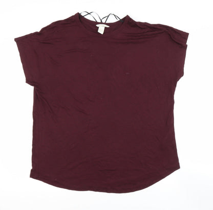 Basic Womens Purple  Viscose Basic Blouse Size M Roll Neck