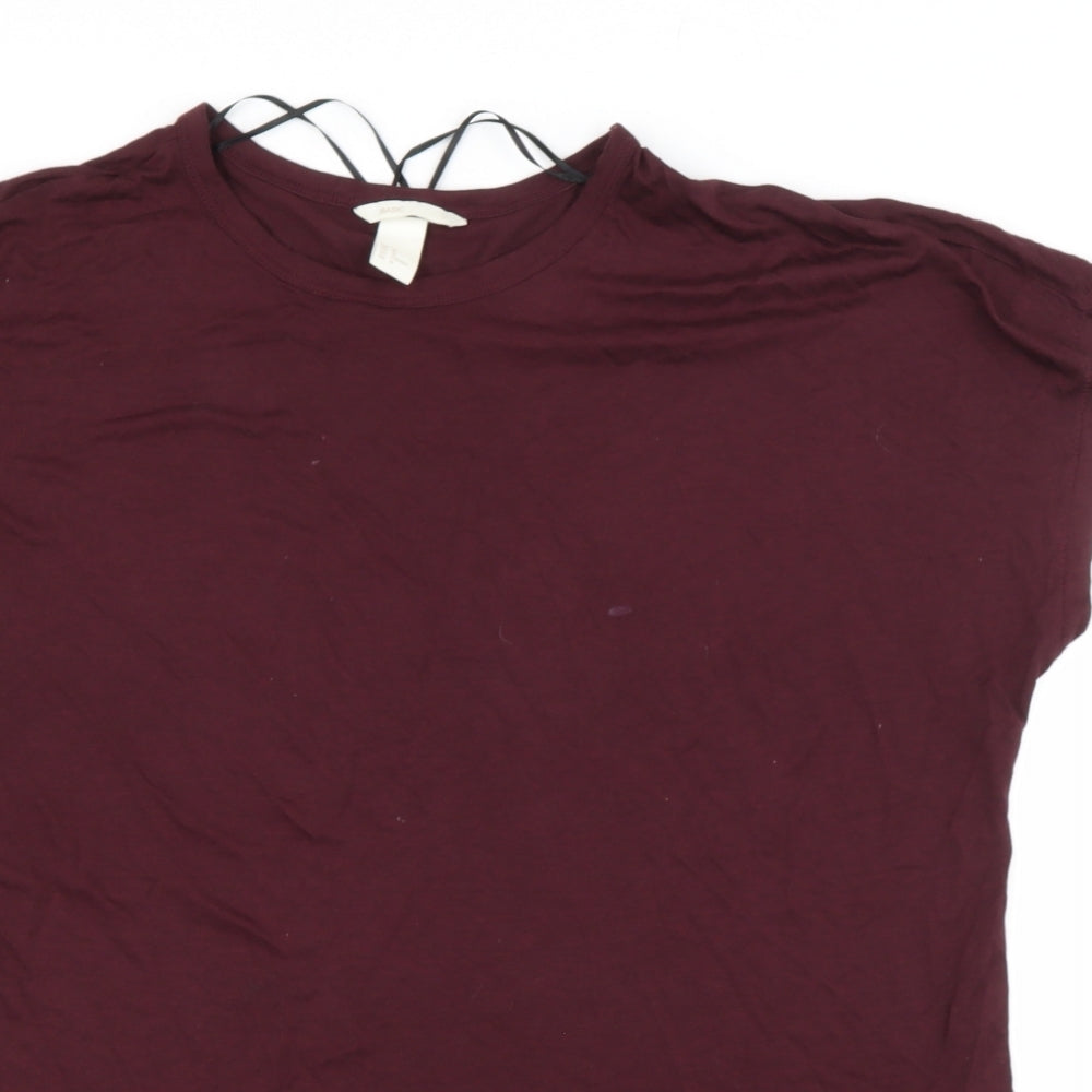 Basic Womens Purple  Viscose Basic Blouse Size M Roll Neck
