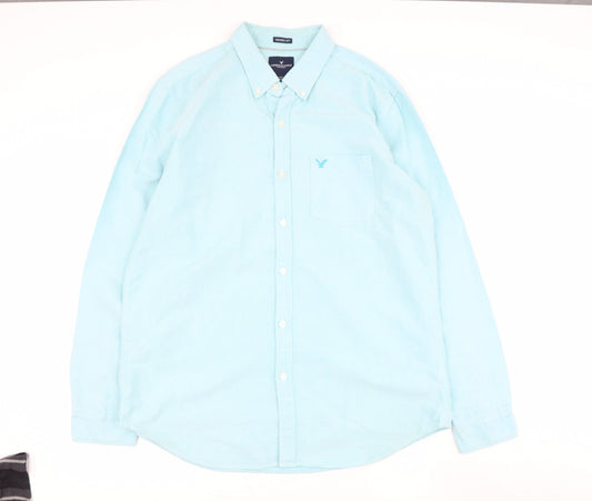American Eagle Outfitters Mens Blue  Cotton  Button-Up Size XL Collared