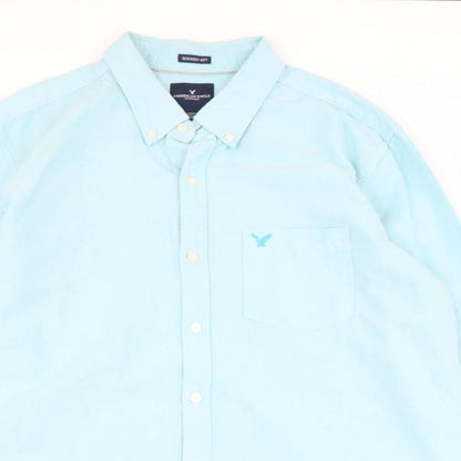 American Eagle Outfitters Mens Blue  Cotton  Button-Up Size XL Collared