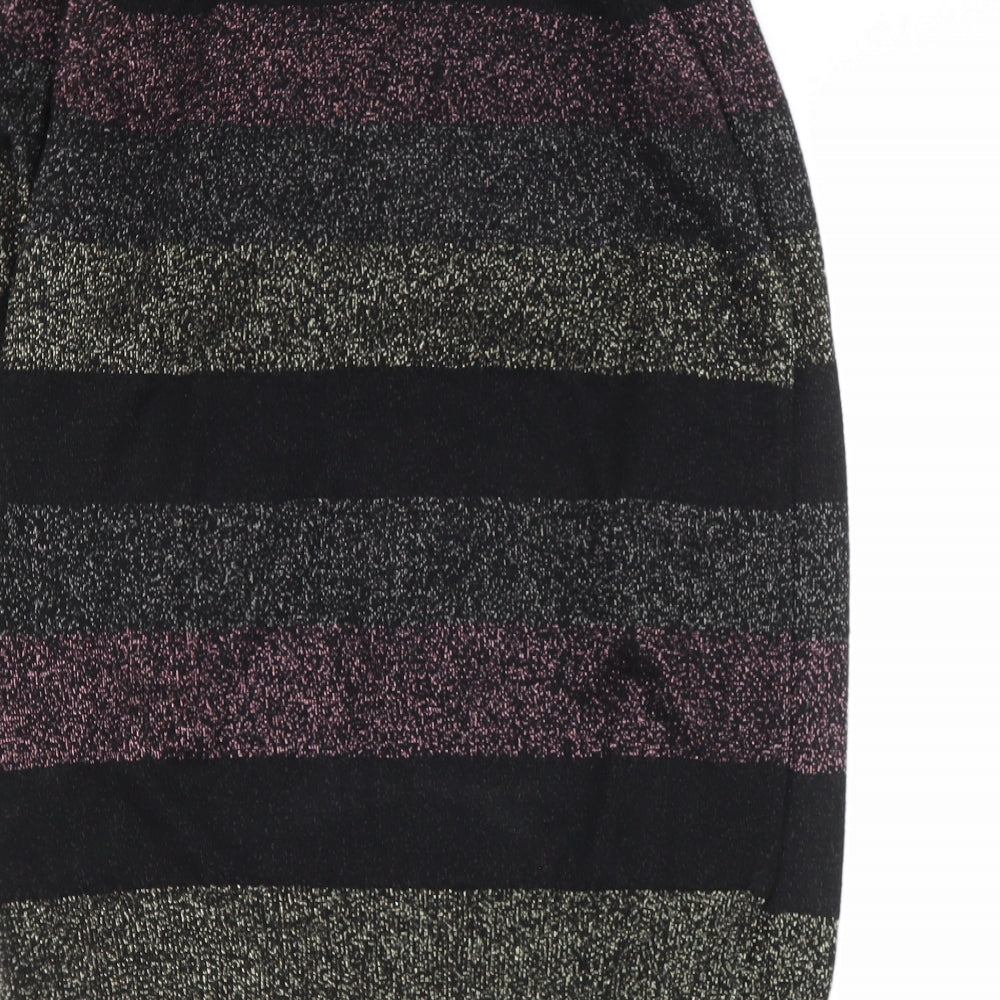 F&F Womens Black High Neck Striped Viscose Pullover Jumper Size 10