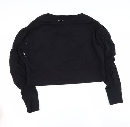 Flirtitude Womens Black Round Neck  Cotton Henley Jumper Size M