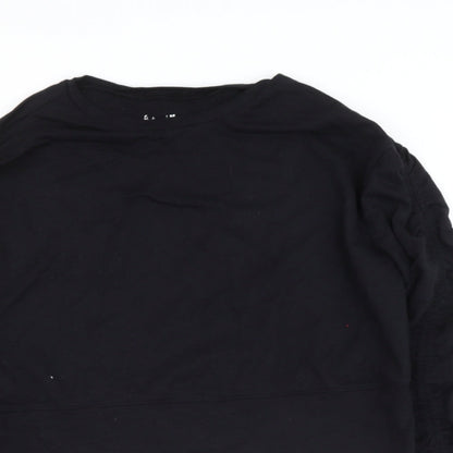Flirtitude Womens Black Round Neck  Cotton Henley Jumper Size M