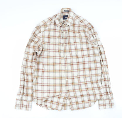 Mens UK Size M max Brown  Button-Up Long Sleeve Casual Shirt