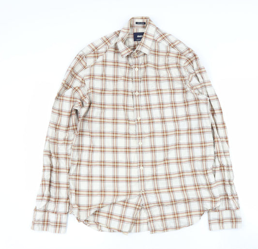 Mens UK Size M max Brown  Button-Up Long Sleeve Casual Shirt