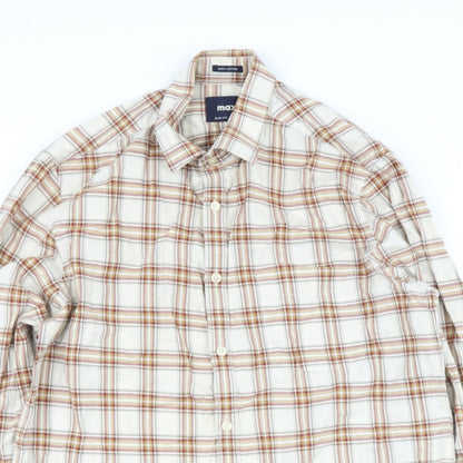 Mens UK Size M max Brown  Button-Up Long Sleeve Casual Shirt