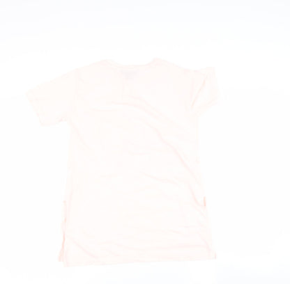 Primark Womens Pink  Cotton Basic T-Shirt Size 6 Round Neck - Love