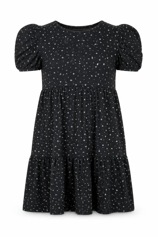 COLLECTIVE Womens Black Floral Polyester Mini  Size 10  Crew Neck