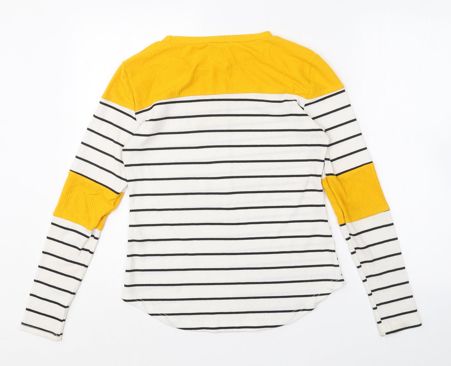 SheIn Womens Multicoloured Striped Polyester Basic T-Shirt Size S Crew Neck