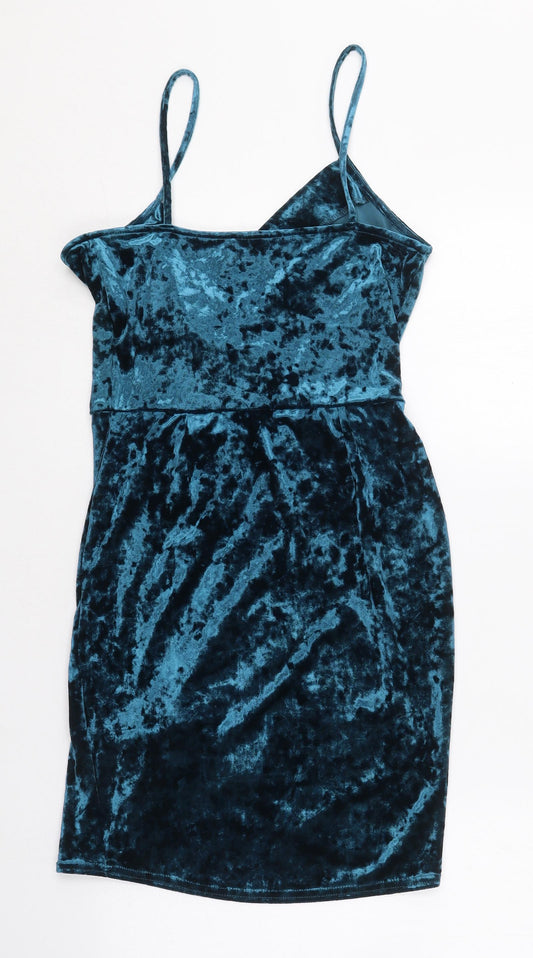 New Look Womens Blue  Polyester Wrap Dress  Size 10  Sweetheart  - `