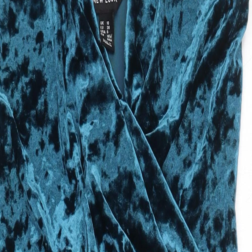 New Look Womens Blue  Polyester Wrap Dress  Size 10  Sweetheart  - `
