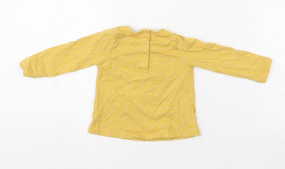 TU Girls Yellow Polka Dot Cotton Basic T-Shirt Size 3-6 Months Crew Neck