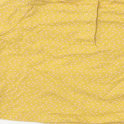 TU Girls Yellow Polka Dot Cotton Basic T-Shirt Size 3-6 Months Crew Neck