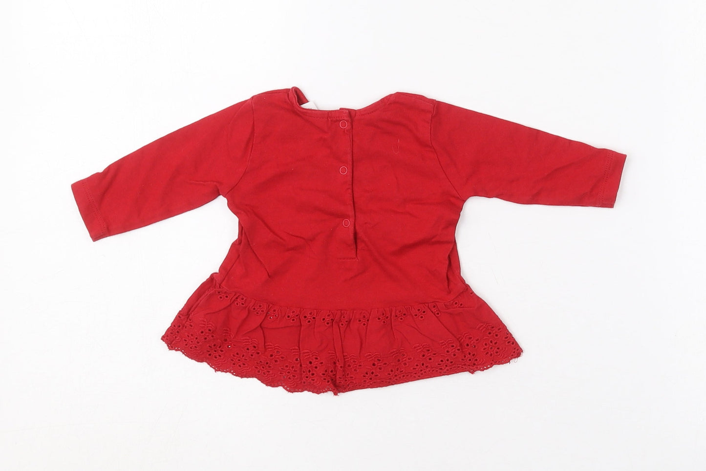NEXT Girls Red  Cotton Pullover T-Shirt Size 0-3 Months Crew Neck