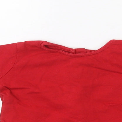 NEXT Girls Red  Cotton Pullover T-Shirt Size 0-3 Months Crew Neck