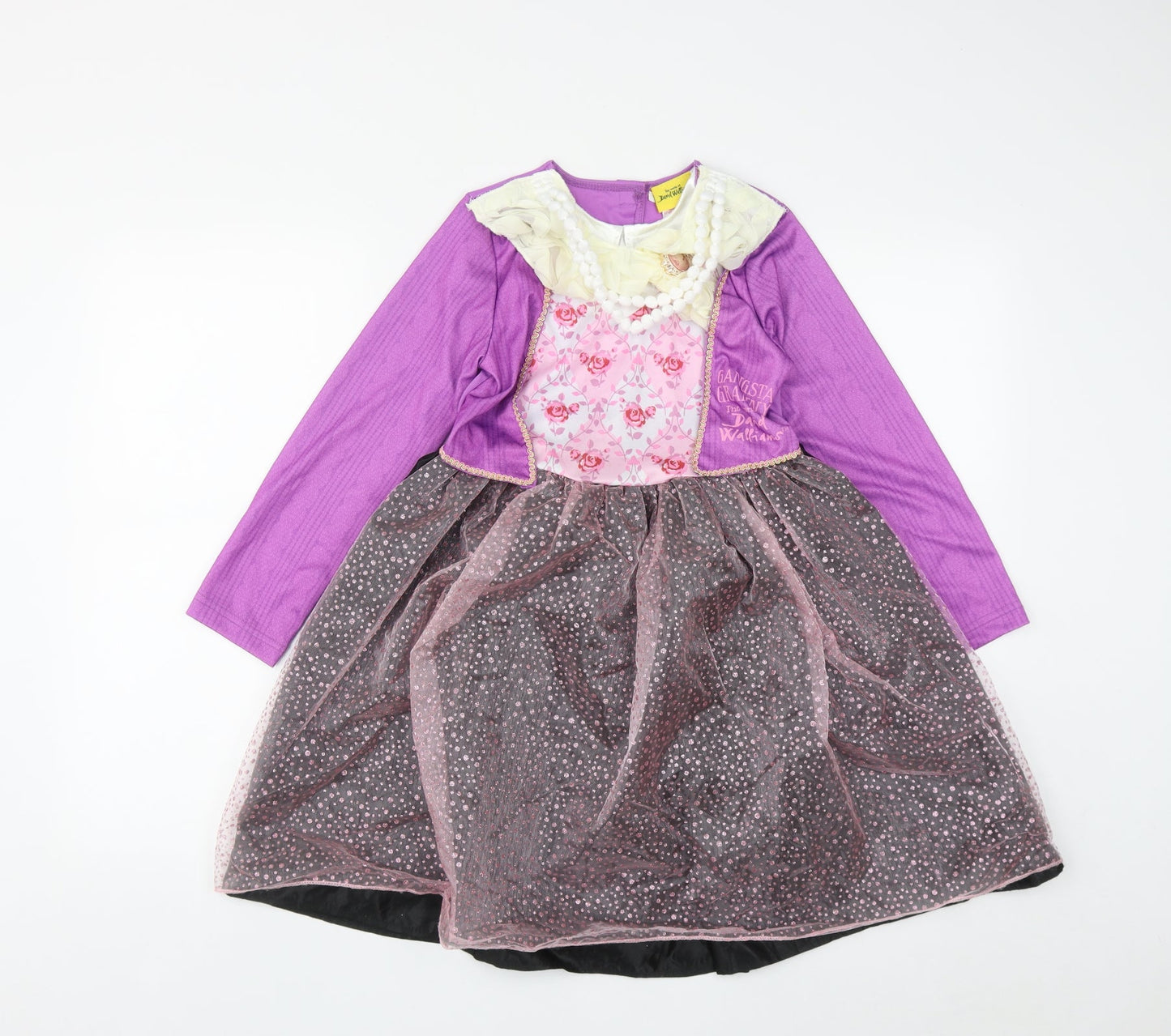 George Girls Multicoloured Geometric Polyester Fit & Flare  Size 7-8 Years  Round Neck  - David Williams Gangsta Granny Costume