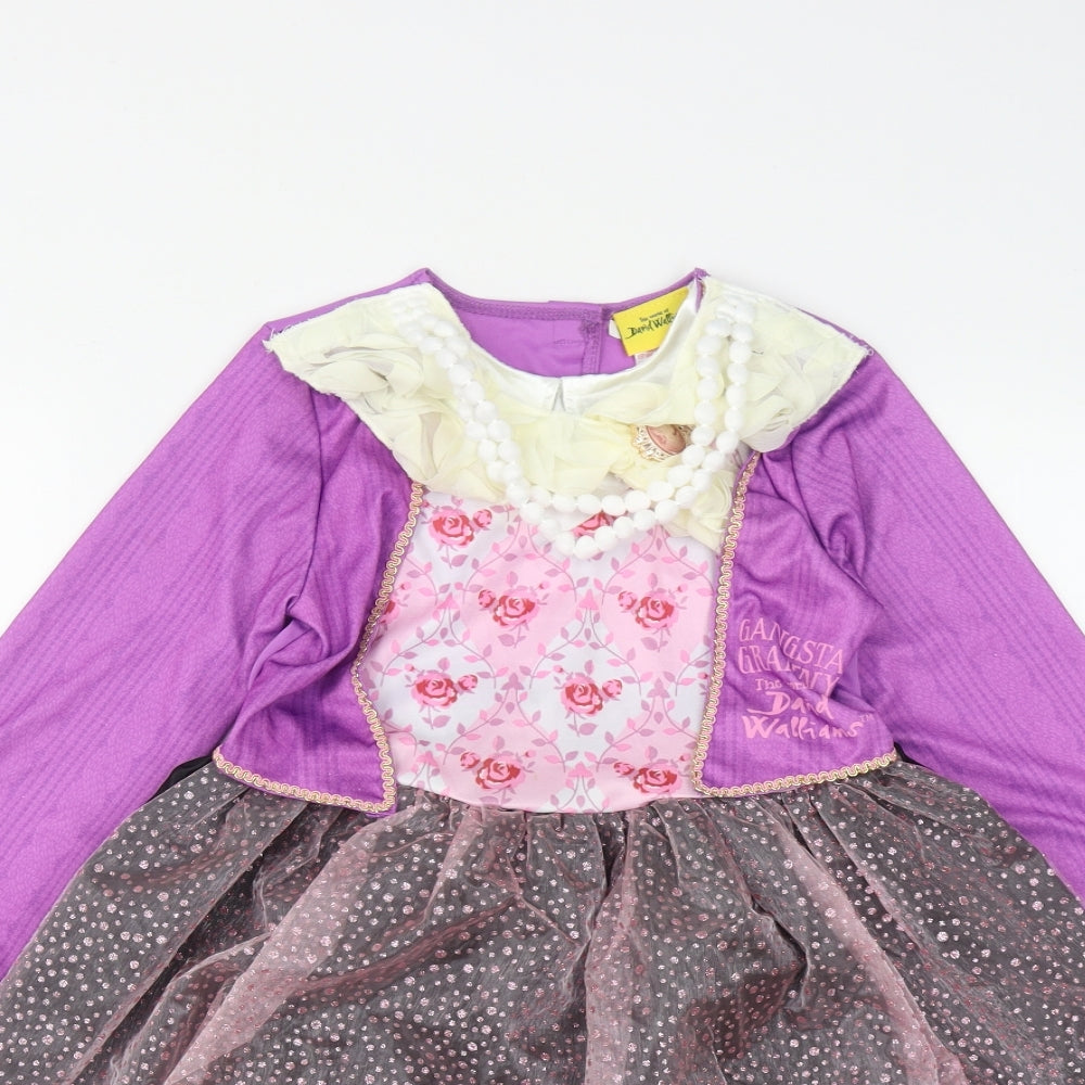 George Girls Multicoloured Geometric Polyester Fit & Flare  Size 7-8 Years  Round Neck  - David Williams Gangsta Granny Costume
